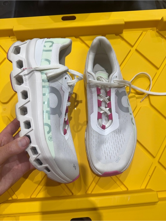 On Clouds Shoes - On Running Cloudnova White Sneakers with Mint & Pink Accents